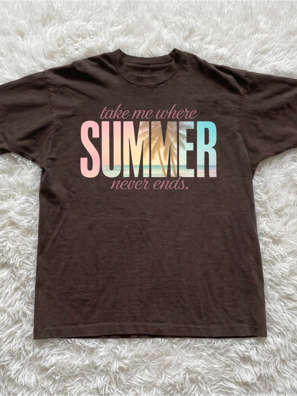 Gildan Summervibes Never Ends Brown Tee